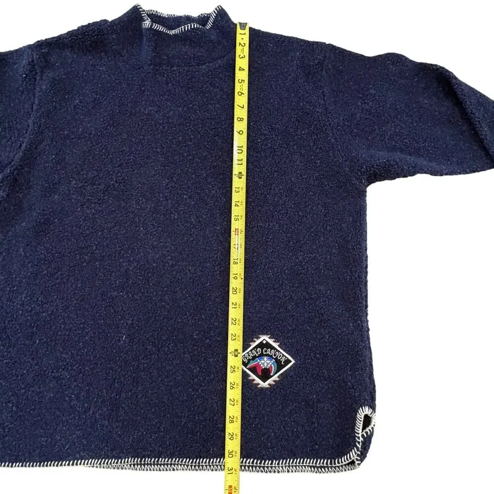 Grand‎ Canyon Sherpa Mock Neck Aztec Western Pullover Sweater Blue Poncho XL USA